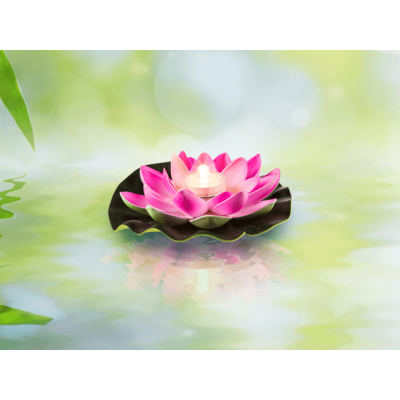 Floating water lily with warm white LED,