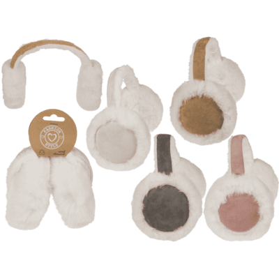 Foldable ear muffs, White Fur,