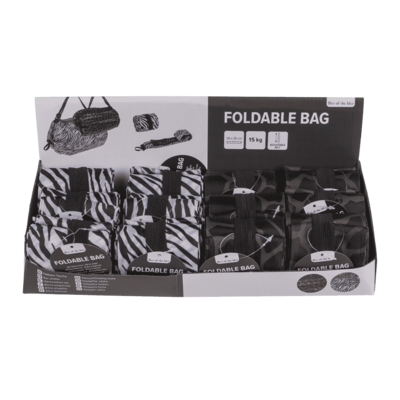Foldable shopping bag, with extendable belts,