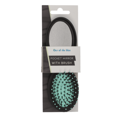 Folding pocket mirror with hair brush,