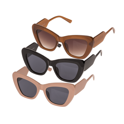 Gafas de sol para mujer, 3 surtidas (6x negro