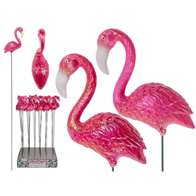 Gartenstecker, Flamingo, glitter finish,
