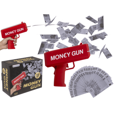 Geld-Pistole mit 100 Stück 100 €-Spielgeld,