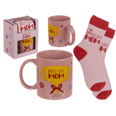 Geschenkset, World's Best Mom, Becher und Socken,