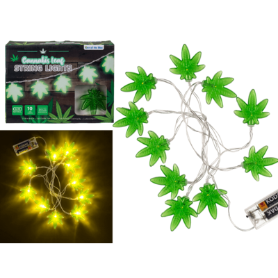 Ghirlanda, Foglia di cannabis, con 10 LED,