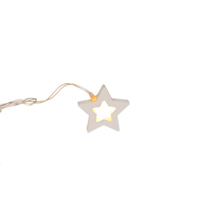 Ghirlanda luminosa, stella di legno con 10 LED
