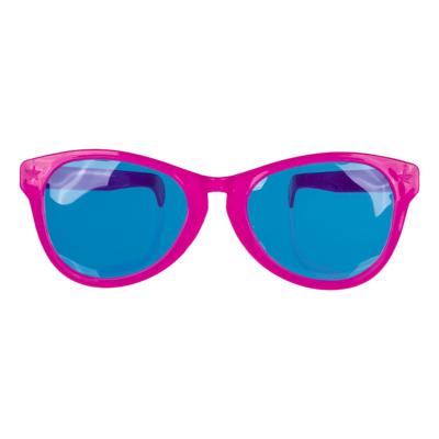 Giant fun glasses with coloured lenses,