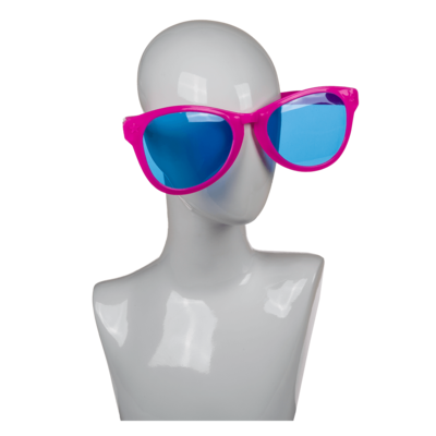 Giant fun glasses with coloured lenses,