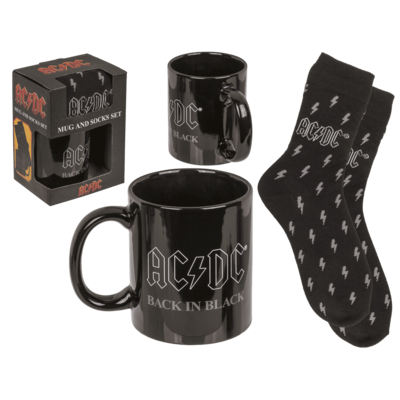 Gift set, AC/DC "Back in Black", mug and socks,