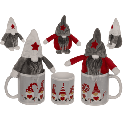 Gift set, Gnome, mug and gnome, 8 x 9 cm,