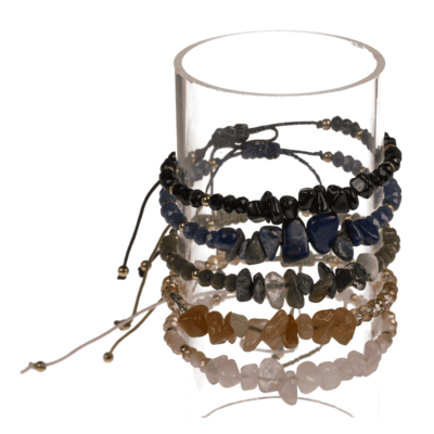 Glas-Armband mit Edelsteinen,