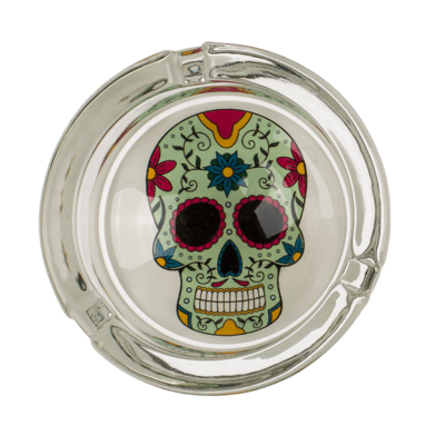 Glas-Aschenbecher, Coloured Skull, ca. 8 x 4 cm,