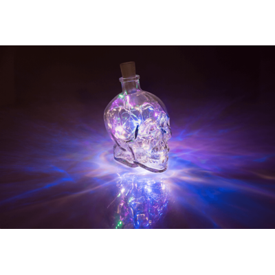 Glas Totenkopf mit 4-farbiger LED-