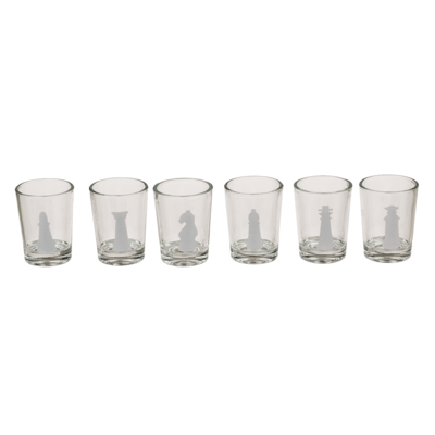 Glas-Trinkspiel, Schach, mit 32 Gläsern,