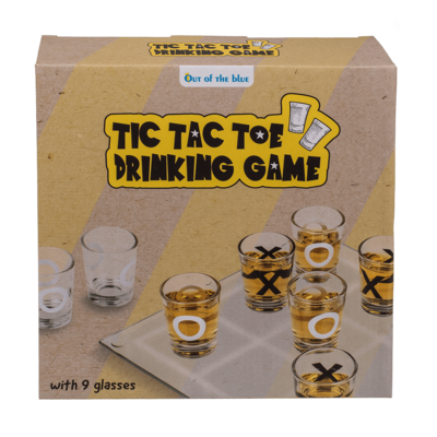 Glas-Trinkspiel, Tic Tac Toe, mit 9 Gläsern,