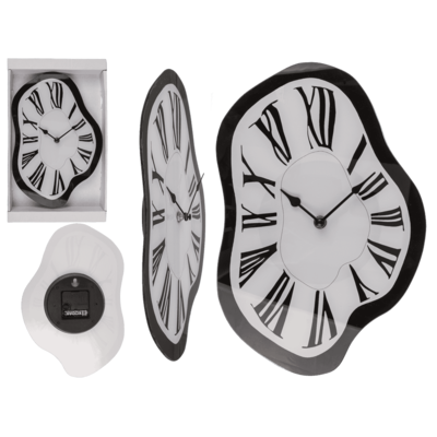 Glas wall clock, Melting Time, 22 x 33 x 4 cm,