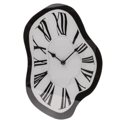 Glas wall clock, Melting Time, 22 x 33 x 4 cm,