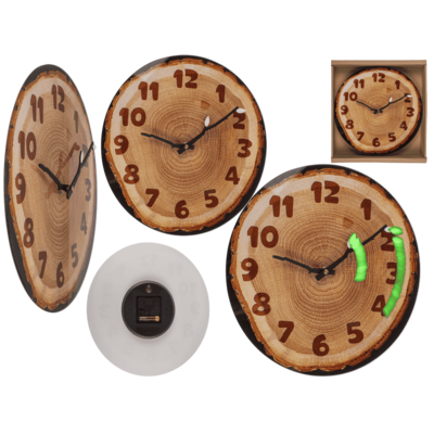 Glas wall clock,Tree Slice, 27 x 30 x 4 cm,