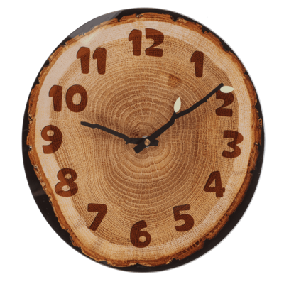 Glas wall clock,Tree Slice, 27 x 30 x 4 cm,