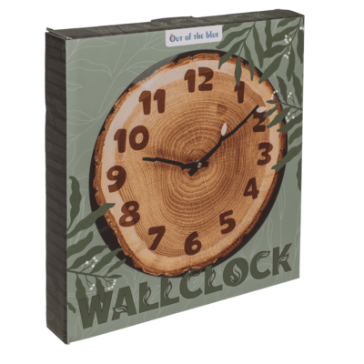 Glas wall clock,Tree Slice, 27 x 30 x 4 cm,