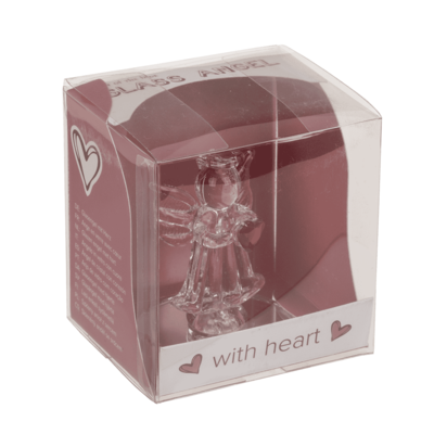 Glass Angel with Heart, 5 cm,