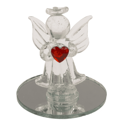 Glass Angel with Heart, 5 cm,