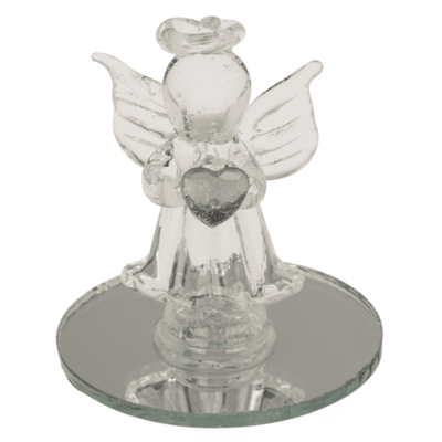 Glass Angel with Heart, 5 cm,