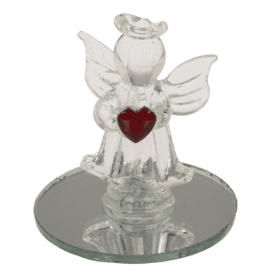 Glass Angel with Heart, 5 cm,