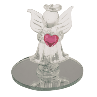 Glass Angel with Heart, 5 cm,