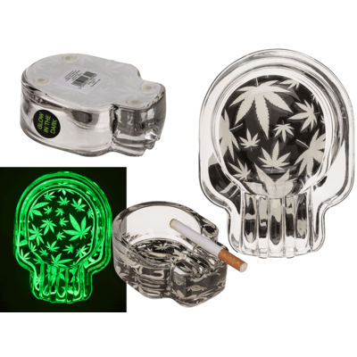 Glass ashtray, Cannabis Skull,
