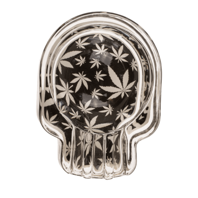 Glass ashtray, Cannabis Skull,