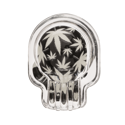 Glass ashtray, Cannabis Skull,