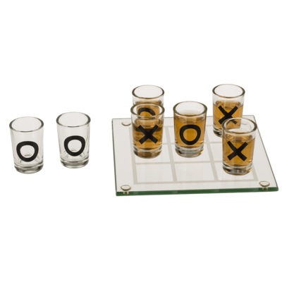 Glass drinking game, Tic Tac Toe with 9 glasses,