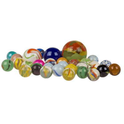 Glass marbles, multicoloured ass.,