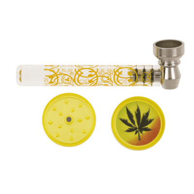 Glass pipe with metal head,