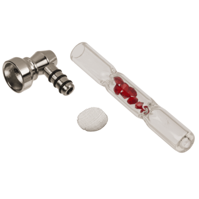 Glass pipe with metal head & diamonds,