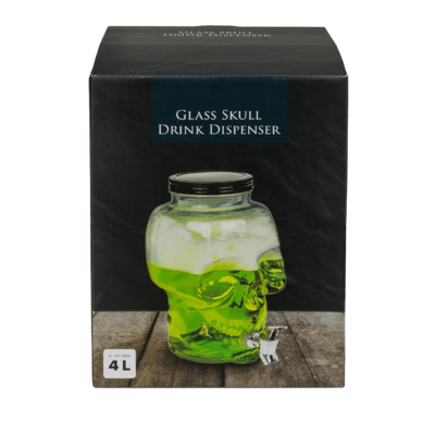 Glass Skull Drink Dispenser, 4 L,