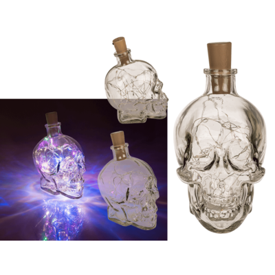 Glass Skull with 4- color LED bottle cork