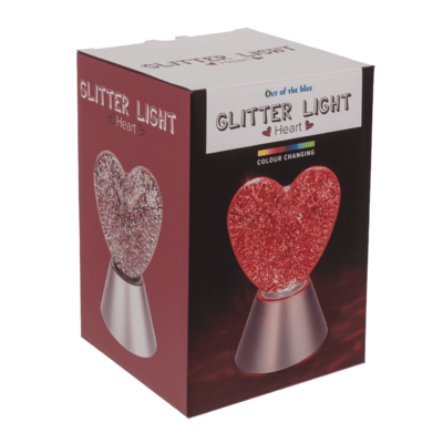 Glitter-Leuchte „Herz“, mit rotem Glitter,