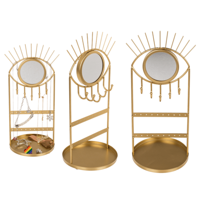 Golden metal jewellery holder with mirror, Eye,