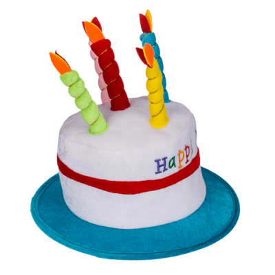 Gorro de peluche con 5 velas, Happy Birthday,