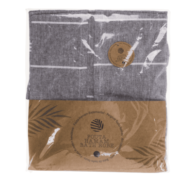 Grau/weißer Fouta-Bademantel, Größe XXL,