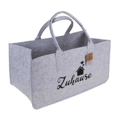 Graue Filztasche für Kaminholz, Zuhause,