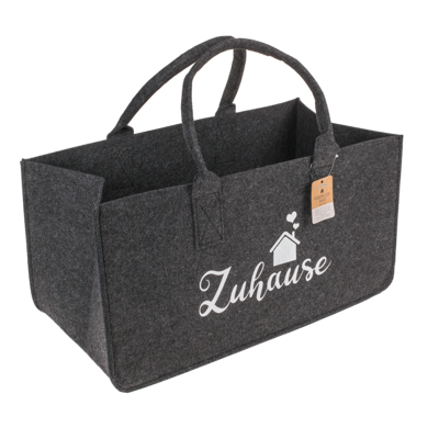 Graue Filztasche für Kaminholz, Zuhause,