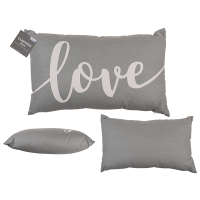 Graues Deko-Kissen, Love,