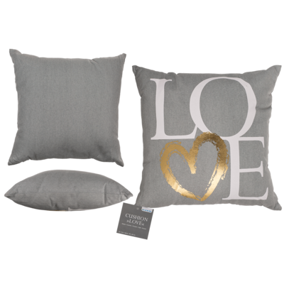 Graues Deko-Kissen, Love,