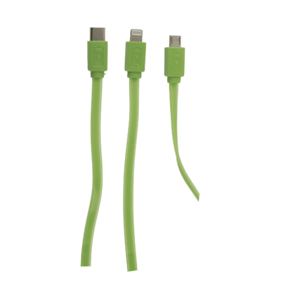 Green USB data cable, glowing in the dark,