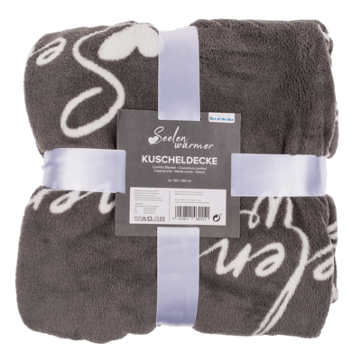 Grey coloured comfort blanket, Seelenwärmer,