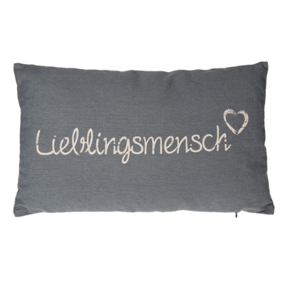 Grey coloured decoration cushion, Lieblingsmensch,