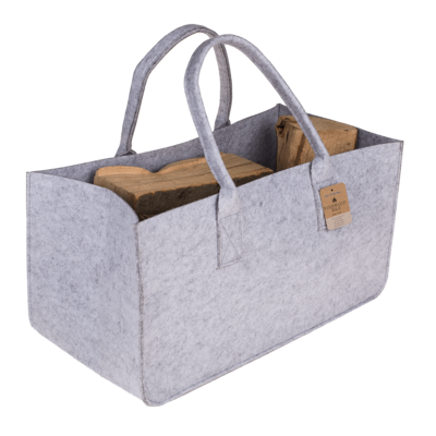 Grey felt bag for wood,